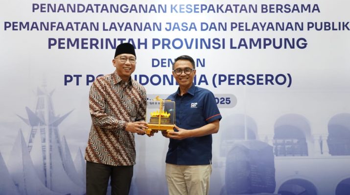 Gubernur Lampung dan Pos Indonesia Kerja Sama Pemanfaatan Layanan Jasa dan Pelayanan Publik.