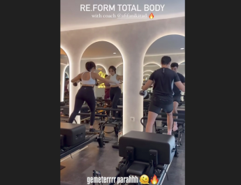 Olahraga Bareng, Cinta Brian dan Gisella Anastasia Fokus Lakukan Pilates