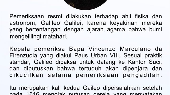 12 April 1633: Galileo Galilei Dipenjarakan