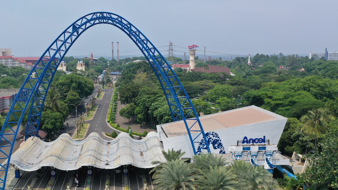 Ikon gerbang utama Taman Impian Jaya Ancol, di Kec. Pademangan, Jakarta Utara (Foto: Corcomm Ancol)