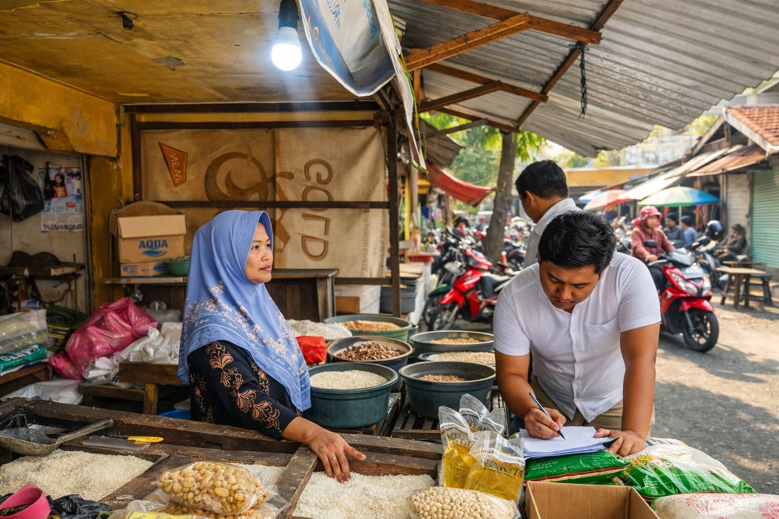 Satgas Pangan melalukan pengecekan harga bapokting di pasar tradisional Foto: (Belia Kiki)