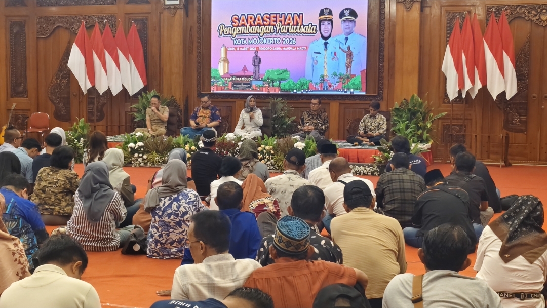 Suasana Sarasehan Pengembangan Pariwisata yang digelar di Ruang Sabha Mandala Madya, Balai Kota Mojokerto, Senin (16/3/2026) (AN/GOnews.id)