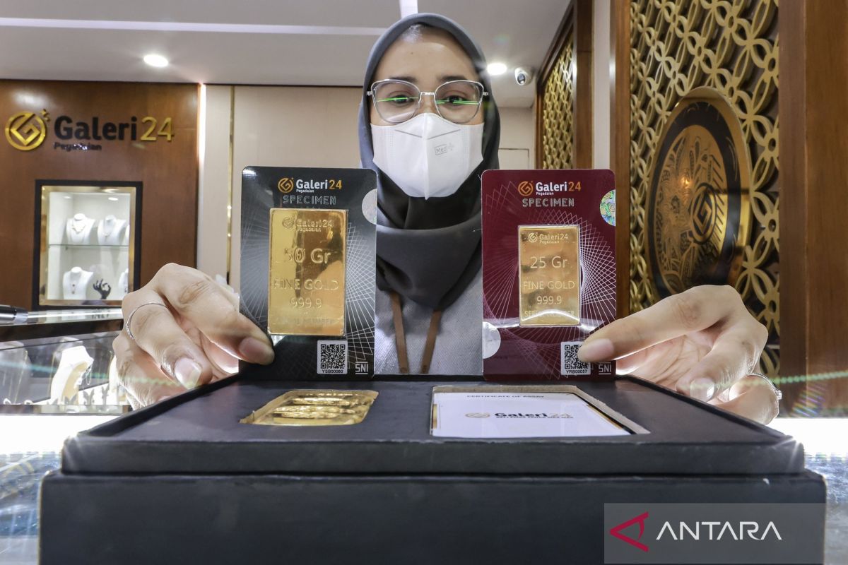Minggu pagi harga emas UBS, Antam, dan Galeri24 di Pegadaian turun